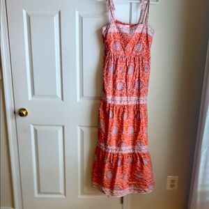 Jude Connally Vibrant Orange and White Maxi Dress